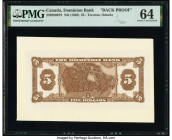 Canada Toronto, ON- Dominion Bank $5 3.1.1938 Ch.# 220-28-02P2 Back Proof PMG Choice Uncirculated 64. 

HID09801242017

© 2022 Heritage Auctions | All...
