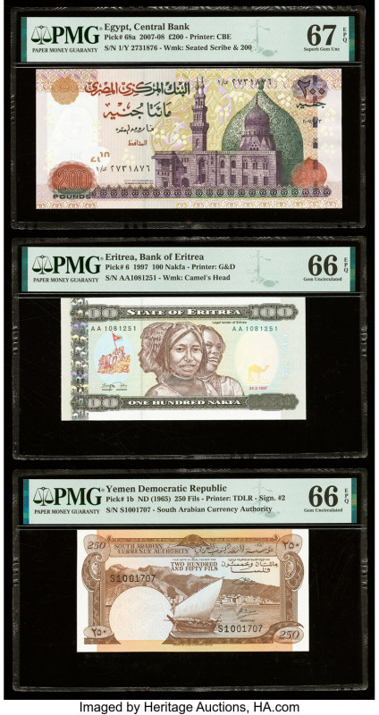 Egypt Central Bank of Egypt 200 Pounds 2007-08 Pick 68a PMG Superb Gem Unc 67 EP...