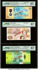 Fiji Reserve Bank of Fiji 50 Dollars 2020 Pick 121as Commemorative Specimen PMG Superb Gem Unc 67 EPQ; Saint Helena Government of St. Helena 20 Pounds...