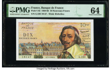 France Banque de France 10 Nouveaux Francs 7.6.1962 Pick 142 PMG Choice Uncirculated 64. Staple holes are noted on this example. 

HID09801242017

© 2...