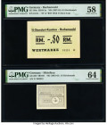 Germany Buchenwald; Mittelbau .05; .01 Reichsmark ND (1937-45); (1943-45) Pick GE-140a; GE-250 Two Examples PMG Choice About Unc 58; Choice Uncirculat...