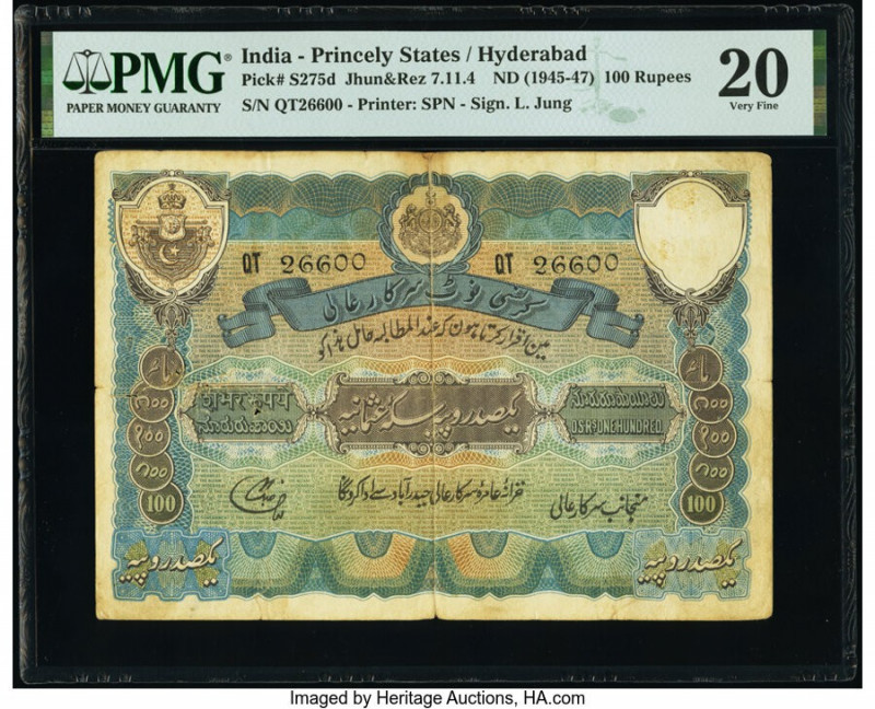 India Princely States, Hyderabad 100 Rupees ND (1945-47) Pick S275d Jhunjhunwall...