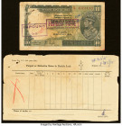 India Reserve Bank of India Archival Counterfeit 10 Rupees and Register Record Two Examples Fine. Stains, ink annotations, pinholes, small holes and e...