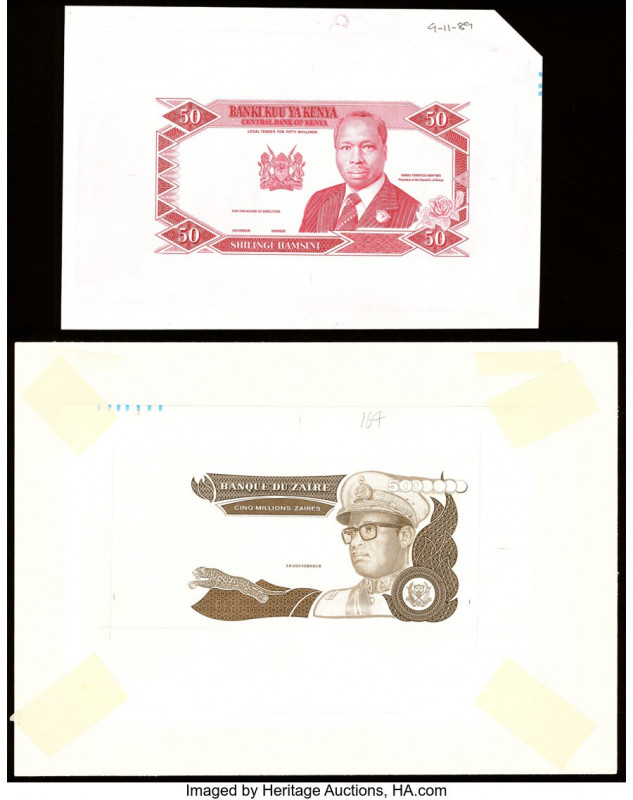 Kenya One Printer's Proof and Two Vignettes on Watermarked A4 Paper with Securit...