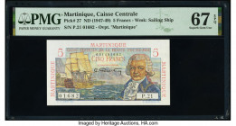 Martinique Caisse Centrale de la France d'Outre-Mer 5 Francs ND (1947-49) Pick 27 PMG Superb Gem Unc 67 EPQ. 

HID09801242017

© 2022 Heritage Auction...
