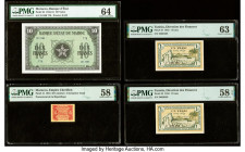 Morocco Banque d'Etat du Maroc; Empire Cherifien 10 Francs; 50 Centimes 1.3.1944; 6.4.1944 Pick 25; 41 Two Examples PMG Choice Uncirculated 64; Choice...