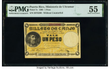 Puerto Rico Ministerio de Ultramar 1 Peso 17.8.1895 Pick 7c PMG About Uncirculated 55. 

HID09801242017

© 2022 Heritage Auctions | All Rights Reserve...