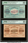 Russia Federation of Soviet Socialist Republics of Transcaucasia 500,000; 100,000 Rubles 1923 Pick S619b; S626 Two Examples PMG Choice Uncirculated 63...