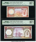 Saudi Arabia Saudi Arabian Monetary Agency 1; 10 Riyals ND (1977) / AH1379 Pick 16; 18 Two Examples PMG Superb Gem Unc 67 EPQ (2). 

HID09801242017

©...