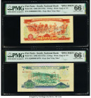 South Vietnam National Bank of Viet Nam 1; 2 Dong 1966 (ND 1975) Pick 40s; 41s Two Specimen PMG Gem Uncirculated 66 EPQ (2). Hollow Giay Mau overprint...