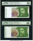 Switzerland National Bank 50 Franken 1981; 1987 Pick 56d; 56g Two Examples PMG Gem Uncirculated 66 EPQ (2). 

HID09801242017

© 2022 Heritage Auctions...
