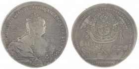 Elizabeth. Peace with Sweden 7 August 1743. 
Silver commemorative medal. Unsigned. 40 mm. 23,6 gr. R1. Minor edge nicks, otherwise VF. Diakov 88.7.
...