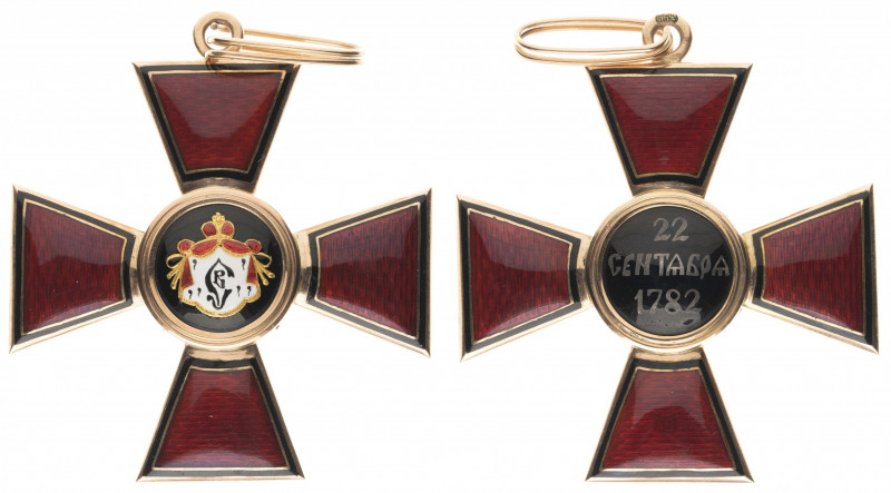 Order of Saint Vladimir. 
Cross 2nd class. Civilian Division. Gold and enamel. ...
