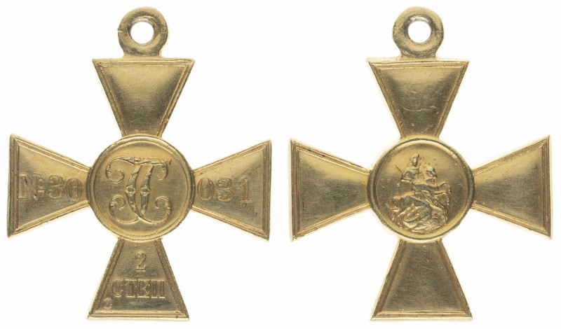 Saint George Cross 
Gold cross 2nd class. Nr. 30031. Unmarked. 34 mm. 13,8 gr. ...