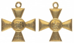 Saint George Cross 
Gold cross 2nd class. Type IVb 1913-1915. Nr. 50675. Unmarked. 34 mm. 14,3 gr. R3. Scratch on left arm reverse, otherwise VF/XF. ...