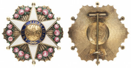 Brasil: Imperial Order of the Rose
Breast star. Dignitary/Officer. Gold and enamel. 63,7 mm. 60,6 gr. XF. Barac 107/110. 

The Order was founded by...
