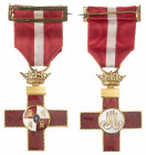 Spain: Order of Military Merit. 
Cross. 1st Class. Red model. Type VI (1936-1976). Silver-gilt and enamel. Made by J. Saz, Madrid. 39,5 x 49 mm. 22,9...