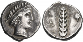 LUCANIA. Metapontum. Circa 340-330 BC. Nomos (Silver, 21 mm, 7.72 g, 6 h), very possibly either a contemporary imitation or struck from dies cut by a ...
