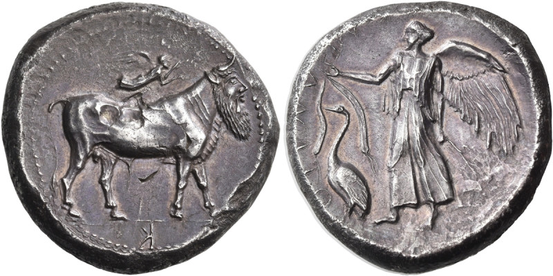 SICILY. Katane. Circa 461-450 BC. Tetradrachm (Silver, 26 mm, 16.92 g, 8 h). Man...