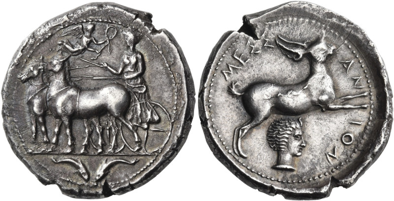 SICILY. Messana. Circa 412-408 BC. Tetradrachm (Silver, 26.0 mm, 16.98 g, 1 h). ...