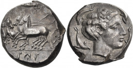 SICILY. Panormos. Circa 405-390/80 BC. Tetradrachm (Silver, 24.5 mm, 17.15 g, 12 h). 'SYS' ( in neo-Punic ) Charioteer, holding kentron in his right h...