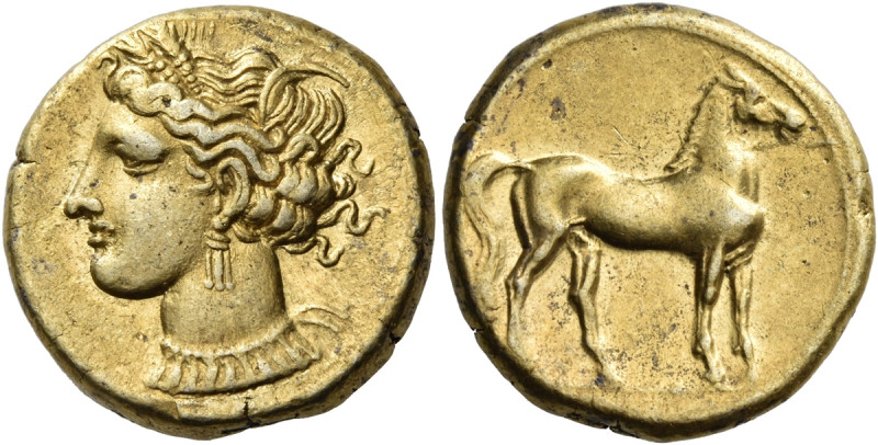 CARTHAGE. Circa 290-270 BC. Stater (Electrum, 18.5 mm, 7.44 g, 12 h). Head of Ta...