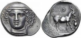 THRACE. Ainos. Circa 400-370 BC. Tetradrachm (Silver, 27 mm, 15.80 g, 1 h). Head of Hermes facing, wearing petasos and turned slightly to the left. Re...