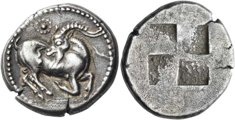 THRACO-MACEDONIAN TRIBES, Mygdones or Krestones. Circa 485-480 BC. Stater (Silve...