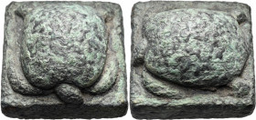 WEIGHTS, Macedonia or Thrace. Uncertain city. Circa 370-340 BC. Weight of a Hemitriton or 1/6 Stater (Bronze, 35x35x20 mm, 133.00 g), a commercial wei...