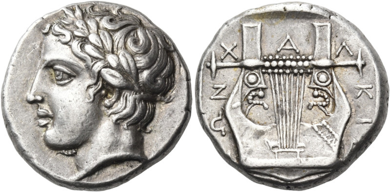MACEDON, Chalkidian League. Olynthos. Circa 410-400 BC. Tetradrachm (Silver, 24 ...