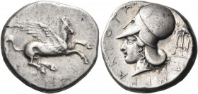 EPEIROS. Ambrakia. Circa 404-360 BC. Stater (Silver, 21.90 mm, 8.40 g, 12 h). A Pegasos flying right with straight wings. Rev. AMΠPAKIOTAN Head of Ath...