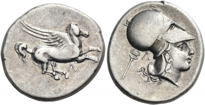 AKARNANIA. Leukas. Circa 350-320 BC. Stater (Silver, 22 mm, 8.38 g, 10 h). Pegas...