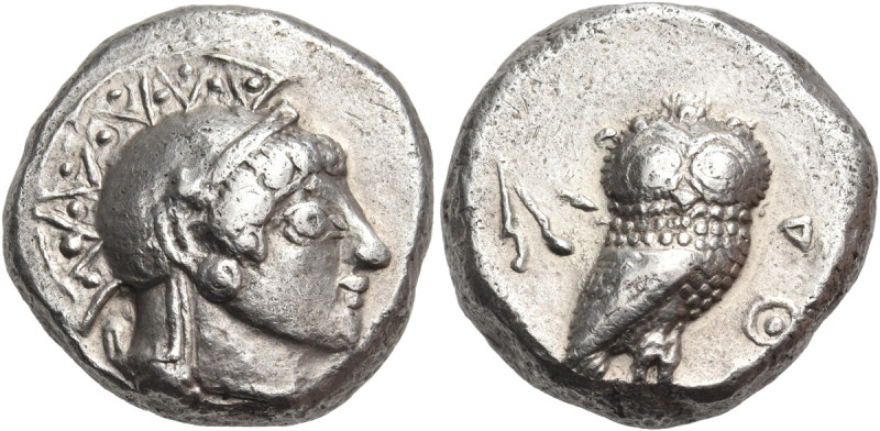 ATTICA. Athens. Circa 500-490 BC. Tetradrachm (Silver, 22 mm, 17.25 g, 5 h). Hea...