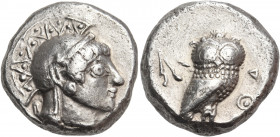 ATTICA. Athens. Circa 500-490 BC. Tetradrachm (Silver, 22 mm, 17.25 g, 5 h). Head of Athena to right, wearing an Attic helmet with a prominent dotted ...