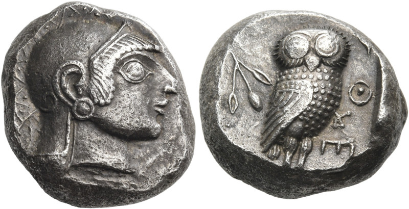 ATTICA. Athens. Circa 500-490 BC. Tetradrachm (Silver, 21.5 mm, 17.19 g, 9 h). H...