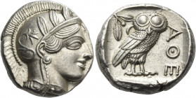 ATTICA. Athens. Circa 430s-420s BC. Tetradrachm (Silver, 25 mm, 17.10 g, 10 h), 430s. Head of Athena to right, wearing crested Attic helmet adorned wi...