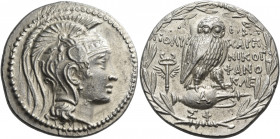 ATTICA. Athens. 133/2 BC. Tetradrachm (Silver, 30.5 mm, 16.90 g, 11 h), New Style, under the magistrates Polycharmos, Nikogenes and Phanokleidas. Head...