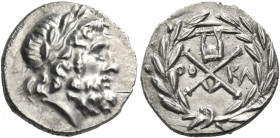 MEGARIS. Megara. Achaian League, Circa 175-168 BC. Triobol or Hemidrachm (Silver, 15.5 mm, 2.37 g, 9 h). Laureate head of Zeus to right. Rev. Achaian ...