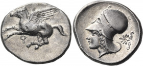 CORINTHIA. Corinth. Circa 400-375 BC. Stater (Silver, 24 mm, 8.18 g, 6 h). Ϙ Pegasus flying left with straight wings. Rev. Head of Aphrodite to left, ...