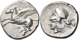 CORINTHIA. Corinth. Circa 405-345 BC. Stater (Silver, 21.0 mm, 8.57 g, 6 h). Ϙ Pegasos flying to left. Rev. Head of Aphrodite to left, wearing Corinth...