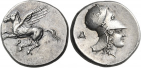 CORINTHIA. Corinth. Circa 405-345 BC. Stater (Silver, 21.5 mm, 8.60 g, 3 h). Ϙ Pegasos with straight wings flying to left. Rev. Head of Aphrodite to r...