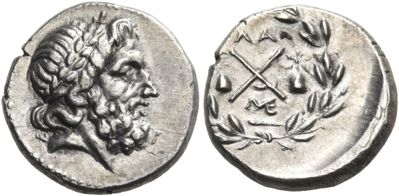 LAKONIA. Lakedaimon (Sparta). Achaian League, Circa 175-168 BC. Hemidrachm (Silv...