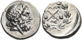 LAKONIA. Lakedaimon (Sparta). Achaian League, Circa 175-168 BC. Hemidrachm (Silver, 13.5 mm, 2.32 g, 5 h). Laureate head of Zeus to right. Rev. Achaia...