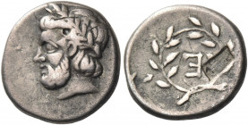 ARGOLIS. Epidauros. Circa 290s/280s-270s BC. Hemidrachm (Silver, 15 mm, 2.85 g, 3 h). Laureate and bearded head of Asklepios to left. Rev. Monogram of...