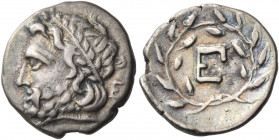 ARGOLIS. Epidauros. Circa 250-245 BC. Hemidrachm (Silver, 15.5 mm, 2.28 g, 9 h), light weight. Laureate and bearded head of Asklepios to left; behind,...