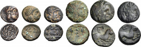 ARGOLIS. Epidauros. Early - late 3rd century BC. (Bronze, 12.73 g), Lot of six AE coins from Epidauros. 1. 12 mm, 1.47 g, 2 h. Early-mid 3rd century. ...