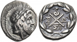 ARGOLIS. Epidauros. Achaian League, Late 2nd-early 1st centuries BC. Hemidrachm (Silver, 15 mm, 2.38 g, 11 h). Laureate head of Zeus to right. Rev. Mo...