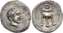 CRETE. Apollonia. Circa late 4th century - early 3rd century BC. Stater (Silver, 26 mm, 11.77 g, 6 h). Beardless, youthful male head to right, apparen...