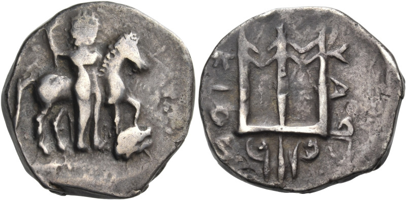 CRETE. Rhaukos. Circa 300-270 BC. Stater (Silver, 24 mm, 10.85 g, 2 h). Poseidon...