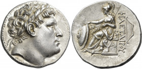 KINGS OF PERGAMON. Eumenes I, 263-241 BC. Tetradrachm (Silver, 28 mm, 17.16 g, 11 h), struck in the name and with the portrait of Philetairos, founder...